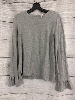 Teeberry & Weave Gray Long-Sleeve Top With Ruffle Cuffs Size S